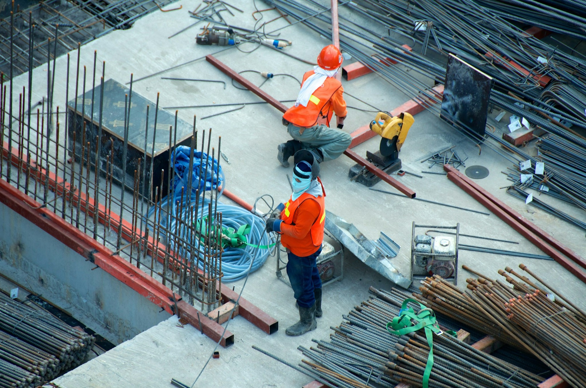 Construction crew working safely on an active project